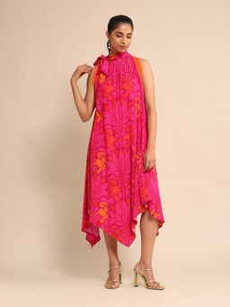 Ritu Kumar - Fuschia Floral Print Dress