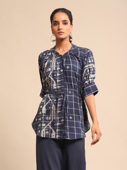 Ritu Kumar - Blue Jamdani Check Shirt