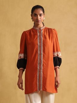 Ritu Kumar - Rust Embroidered Kurti