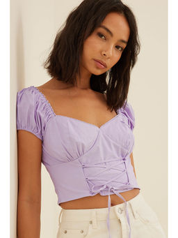 NA-KD - Women Lavender Solid Or Plain Crop Top