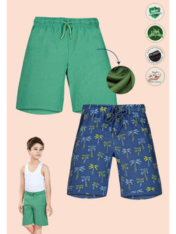 TRESNOVA - Boys Cotton Antimicrobial Leaf Printed Shorts Pack of 2
