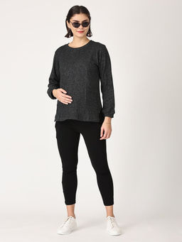 The Mom Store - Combo Of Eclipse Maternity Top with Black Leggings (Set of 2)