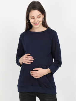 The Mom Store - Navy Blue Maternity and Nursing Sweatshirt