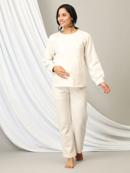 The Mom Store - Off-White Marshmallow Maternity and Feeding Loungewear (Set of 2)