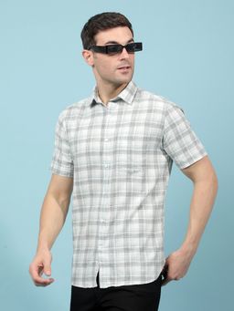 CRIMSOUNE CLUB - Men Green Checked Pure Cotton Shirt