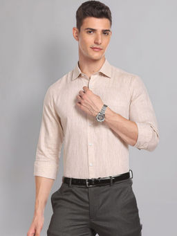 AD By Arvind - Cutaway Collar Irish Linen Formal Shirt Beige