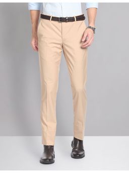 AD By Arvind - Twill Solid Autoflex Formal Trousers-Beige