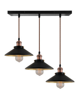 Homesake - Linear Black Cone Shade Chandelier Light Copper