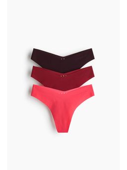 H&M MOVE - Women Red 3-Pack Sports Thong Briefs With Drymove
