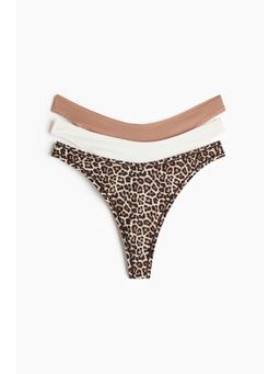H&M - Women Beige 3-Pack Microfibre Thong Briefs