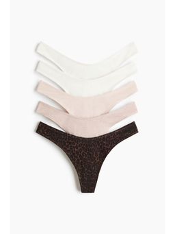H&M - Women Multi-Color 5-Pack Cotton Thong Briefs