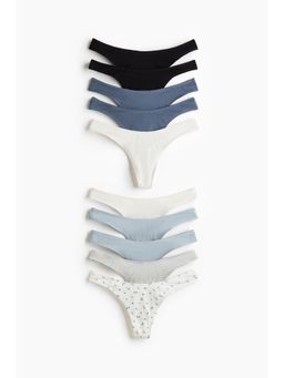 H&M - Women Blue 10-Pack Cotton Thong Briefs