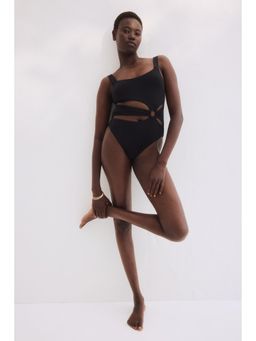 H&M - Women Black Padded-Cup High Leg Swimsuit
