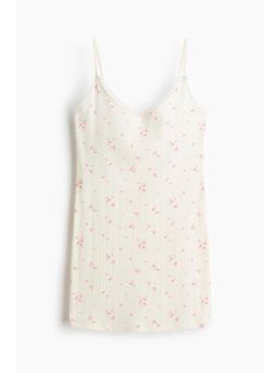 H&M - Women White Cotton Pointelle Nightslip