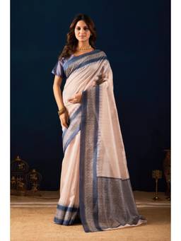 RACHNA - Off White Woven Cotton Silk Ready To Wear Saree