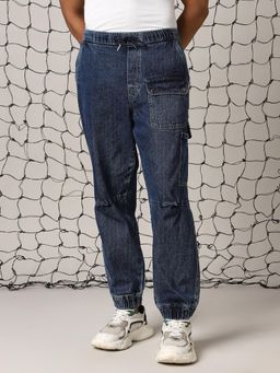 Hubberholme - Men Regular Washed Loose Fit Cotton Mid- Rise Jeans