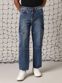 Hubberholme - Men Regular Solid Loose Fit Cotton Mid-Rise Jeans