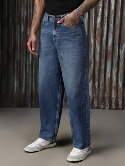 High Star - Men Regular Washed Loose Fit Cotton Mid- Rise Jeans