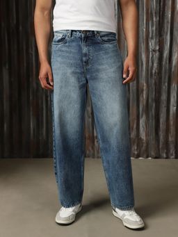 High Star - Men Regular Washed Loose Fit Cotton Mid- Rise Jeans