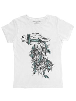 THREADCURRY - Horse Adventure Pattern Graphic Printed T-Shirt For Girls White