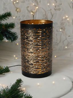 At Home by Nilkamal - Hurricane Terete Metal Candle Stand|Pack of 1|12.2 x 20 cm|Black & Gold