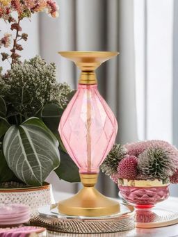 At Home by Nilkamal - Rhombus Metal & Glass Candle Stand (Onion)