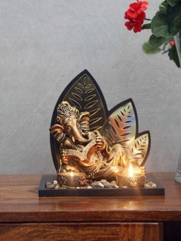 At Home by Nilkamal - Devotional Ghyan Ganesha Polyresin Showpiece (Gold)