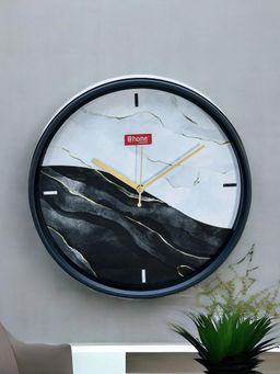 At Home by Nilkamal - Ivory Analog Wall Clock |Size - 30 cm|Set of 1|Black & Grey