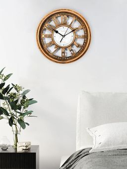 At Home by Nilkamal - Raven Analog Wall Clock Black & Gold