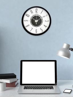 At Home by Nilkamal - Blanco Analog Wall Clock Black & White