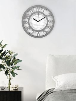 At Home by Nilkamal - Marbelo Fig Analog Wall Clock Grey & White