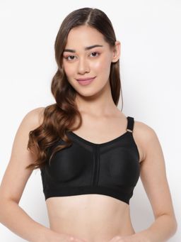 Clovia - Cotton Rich Solid Non-Padded Full Cup Wire Free Full Figure Bra - Black