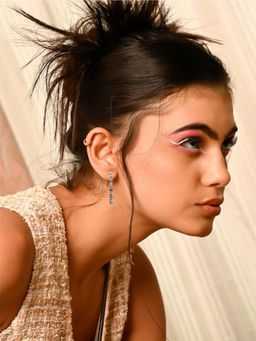 Odette - Women Multicolour Stones Metal Hoop Earrings
