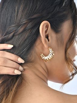 ToniQ - Gold-Toned Ribbed Drop Earrings