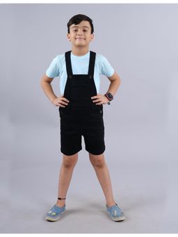 KiddoPanti - Black Boys Denim Shorts Dungaree