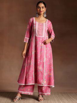 Libas - Pink Cotton Printed Kurta And Palazzo (Set of 2)