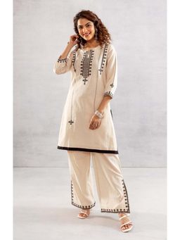 Autumnlane - Bakul Ivory Embroidery Cotton Co-Ord (Set of 2)