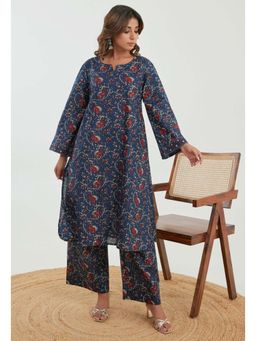 Autumnlane - Samragi Navy Blue Cotton Co-Ord (Set of 2)