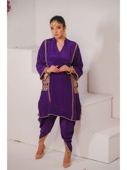 Daljit Sudan - Purple Crepe Tilla Kurta (Set of 2)