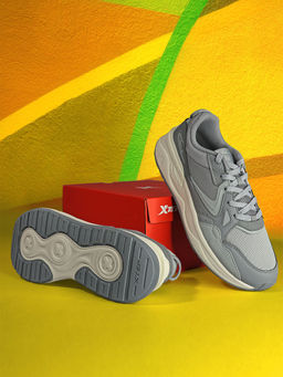 Xtep - Mens Round Toe Lace-Ups Sneakers Grey