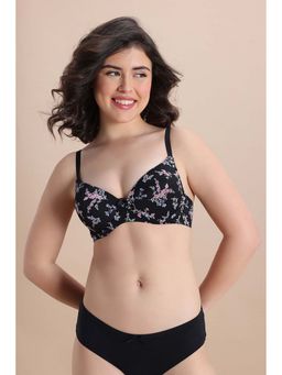 Zivame - Padded Regular Wired 3/4Th Coverage T-Shirt Bra - Black Floral