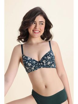 Zivame - Padded Regular Wired 3/4Th Coverage T-Shirt Bra - Forest Green Floral