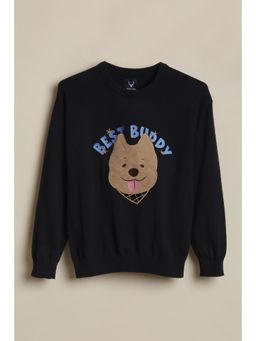 Allen Solly - Boys Black Embroidered Sweater