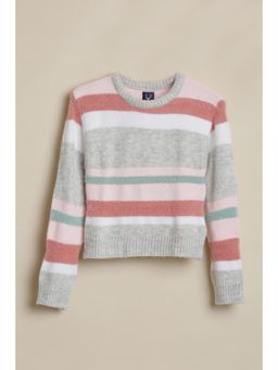 Allen Solly - Girls Grey Stripe Sweater