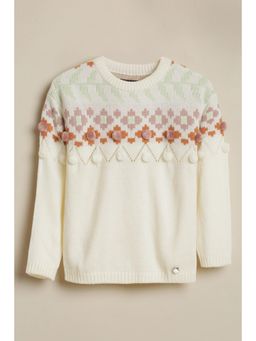 Allen Solly - Girls White Woven Sweater