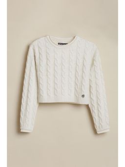 Allen Solly - Girls White Woven Sweater