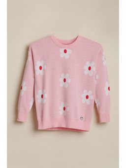 Allen Solly - Girls Pink Floral Print Sweater