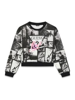 Guess - Girls Black Photo Collage Graphic Print Sweatshirt