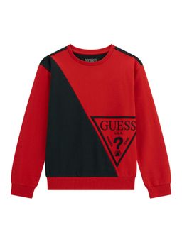 Guess - Boys Red Colour-Blocked Sweatshirt