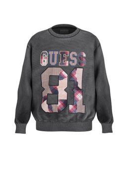 Guess - Boys Grey Graphic Brand Logo Varsity Sweatshirt